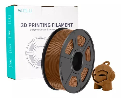 Carrete de filamento PETG marca SUNLU color cafe.