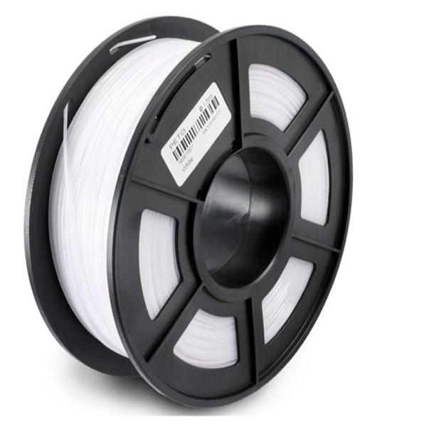 Carrete de filamento PETG marca SUNLU color blanco.